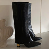 KYLETHOMASW  -  Designer Wine Glasses Woman Knight Boot Fashion Slip On Long Booties botas de inverno feminina