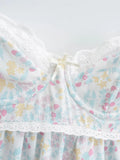 KYLETHOMASW  -  Babydoll design straps adjustable dress women eyelet lace underwire cups summer dress floral print ladies dress