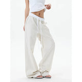 KYLETHOMASW  -  Women White Stripe Baggy Wide Leg Pants Japanese 2000s Y2k Vintage High Waist Straight Pants Casual Long Trousers Clothes