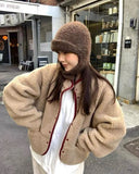 KYLETHOMASW  -  Women Thick Coat Solid Color Fleece Jacket Casual Style Loose Long Sleeve Warm Outerwear Autumn Winter Wear Coat For Ladies
