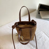KYLETHOMASW  -  Women Mini Straw Woven Bucket Bag New Trend Summer Beach Crossbody Bags Female Cute Travel Fashion Handbags and Purses