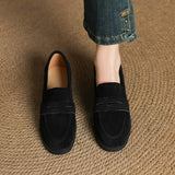 KYLETHOMASW  -  Kid Suede Penny Loafers Women Handmade Autumn Winter Casual Shoes Ladies Leisure Slip-on Creeper Flats Brown Size 34-43