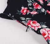 KYLETHOMASW  -  New Vintage Elegant Floral Party Cami A-Line Dress 50s 60s Women Summer Fashion Spaghetti Strap Shirred Back Retro Dresses