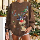 KYLETHOMASW  -  Women's New Sweatshirt Plus Velvet Christmas Deer Top European and American Daily Casual Women's Clothing