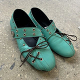 KYLETHOMASW  -  INS Hot Sale Women Retro Mary Jane Shoes Y2K Lace‑Up Round Toe Flat Shoes Metal Eyelet Rivet Design Casual Ballet Flats