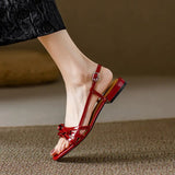 KYLETHOMASW  -  Summer Gladiator Women Sandals Casual Open Toe Red Patent Leather Shoes Ladies Elegant Flats Sandalias
