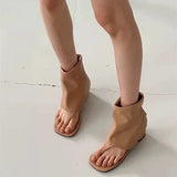 KYLETHOMASW  -  Spring Summer New Women's Fashionable Versatile Elegant French Style Flat Heel Sandals With Polyamide Lining And Rubber Sol