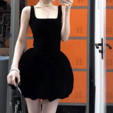 KYLETHOMASW  -  Black camisole dress, women's new summer French waist cinched small black skirt, fluffy short skirt  bodycon dress