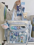 KYLETHOMASW  -  Transparent Blue Ita Bag Handbag Women Anime Portable Large Capacity Shoulder Tote Bag Female Nylon Crossbody Bags Girls