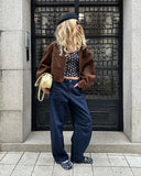KYLETHOMASW  -  Fashion Lapel Collar Zipper Jacket Women's Casual Solid Suede Full Sleeve Coat 2025 Lady Autumn Chic High Street Outwear