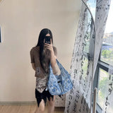 KYLETHOMASW  -  Y2k Vintage Shoulder Bag for Women Gothic Fashion Tie-dye Tote Bag Aesthetic Large Capacity Luxury Designer Female Handbag