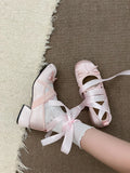 KYLETHOMASW  -  Women's Fashion Thick Bottom Heightening Sweet  Knot Single Shoes Summer New Style Versatile with Skirts Mary J...