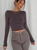 Kylethomasw High Quality Luxury Brand Shows Thin Elastic Tight Short T-shirt Long Sleeve Hot Girl High Waist Y2K Top Fashion Women Clothing