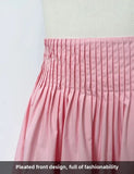 KYLETHOMASW  -  Elegant High-Waisted Pink A- Line Skirt Sweet Umbrella Design Sensibility Plenty of Pleats Medium-Length Women's Fashion