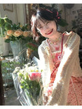 KYLTHOMASW  -  Japan Kawaii Dress Strawberry Floral Stitching Suspender Skirt Lace-up Cardigan Japanese Style Sweet