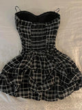 KYLETHOMASW  -  Summer Chic Slim Off Shoulder Plaid Dress Women Vintage Fashion Ruffle Skinny Sleeveless Dresses Female Design Sweet Clothing