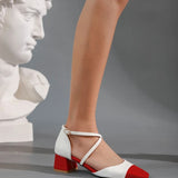 KYLETHOMASW  -  Ladies Pumps 2025 Sweet Toe 4.5cm Heels Patent Leather Buckle Big Size Date Summer Red C2234