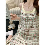 KYLETHOMASW  -  Women's Cute Lace Trim Slip Nightdress Sweet Bow Print Mid Length Summer Nightgown