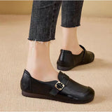 KYLETHOMASW  -  Leather Shoes for Women Spring/autumn New Soft Soled and Soft Faced Mom Pumps Retro Anti Slip and Breathable Leather Shoes Women