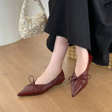KYLETHOMASW  -  Fashion Butterfly-Knot Comfort Women Flats Shoes Casual Non-Slip Female Soft Pointed Toe Dress Ladies Flat Slip On Shoes