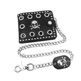 Kylethomasw Leather Cool Punk Gothic Western Skull Clutch Purse Wallets With Chain For Men