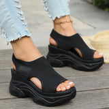 KYLETHOMASW  -  Brand Design Wedge Heel Sandals for Women Summer Knitted Fabric Platform Sandalias Mujer Buckle Thick Sole Gladiator Shoes