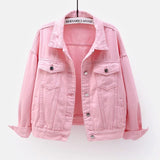 Kylethomasw Women's Denim Jacket Spring Autumn Short Coat Pink Jean Jackets Casual Tops Purple Yellow White Loose Tops Lady Outerwear