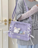 KYLETHOMASW  -  Dot Print Crossbady Bag Flap Transparent Sac Femme New Lace-up Bow Bolso Sqaure Bolsos De Mujer Underarm  Bags for Woman