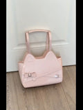 KYLETHOMASW  -  Sweet Cute Cat Pink Shoulder Bags Wallet Women Retro Leather Large Capacity Y2k Handbag Ladies Underarm Bag Backpack