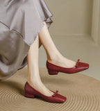 KYLETHOMASW  -  Single Shoes Women's Autumn Retro Simple Mary Jane New Square Head Shallow Mouth Comfortable Soft Leather Women's Shoes