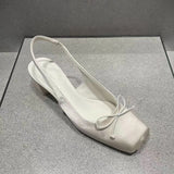 KYLETHOMASW  -  Polka Dot Thick Heel Women Sandals Fashion Cover Toe Singbacks Mules Pumps Elegant Party Dress Female Slip On Sandalias