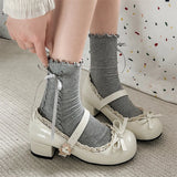 KYLETHOMASW  -  Fashion JK Women Mary Jane Shoes Ladies Causal Shallow Butterfly-knot Shoes Spring Autumn Female Leather Shoes