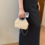 KYLETHOMASW  -  Women Sequins Evening Clutch Bag Rhinestone Circular Ring Top Handle Metal Chain Crossbody Bags Wedding Party Handbags