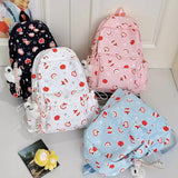KYLETHOMASW  -  Cute Cartoon Apple Print Mochilas Mujer High Capacity Mochila Japan Bag Student Bolsas Original Backpack Zip Bags for Woman