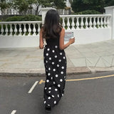 KYLETHOMASW  -  Summer Polka Dot Dress Women's Sleeveless Wrap V-Neck Dress Elegant Contrast Panel A-Line Midi Vintage Sundress Clothes New