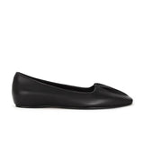 KYLETHOMASW  -  Black Ballet Flats Shoes Women Square Toe Crumple‌ Leather Elegant Ladies Shoes Shallow Slip on Spring Autumn Loafers