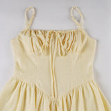 KYLETHOMASW  -  Fashion French Chic Solid A-Line Dresses Summer Sweet Slim Fit Folds Camisole Dress Elegant