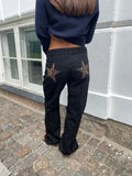 KYLETHOMASW  -  Y2K Star Patch Jeans Women High Waist Floor Length Denim Pants Retro Streetwear Embellished Gothic Punk Party Trousers