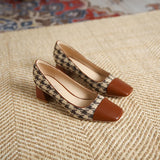 KYLETHOMASW  -  Retro Women's Shoes Exquisite Square Head Shallow High Heels for Woman Elegant French Casual Shoes Designer Shoes Zapatos Mujer