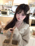 KYLETHOMASW  -   Knitted Sweater Women Lace Bandage Ruffles V Neck Loose Stretch Loose Pullover Fashion Autumn Winter Female Jumper