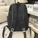 KYLETHOMASW  -  Piano Key Polka Dot Backpack Girls Music Embroidery Large Capacity School Bag Lightweight Nylon Daily Travel Student Rucksack