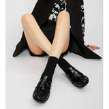 KYLETHOMASW  -  Patent Leather Tassel Design Women Loafers Luxury Square Heel Flat Shoes Comfortable College Style Women Shoes Zapatos De Mujer