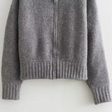 KYLETHOMASW  -  Casual Solid Knit Women Cardigan Elegant Long Sleeve Zippers O-neck Patchwork Female Sweater 2025 Autumn Fashion Lady Outwear