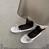 KYLETHOMASW  -  Size 42 Punk Buckle Straps Mary Jane Flats Shoes Women Slip On Comfortable 2000's Round Toe Eyelet Bow Y2K Casual Ballet Shoes