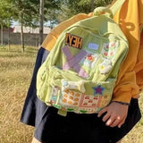 KYLETHOMASW  -  Patch Cute Girl Japanese Canvas Backpack Junior High School Students Niche Design Backpacks Campus All-match Bags