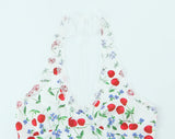 KYLETHOMASW  -  Spring and Summer New Product French Cherry Printing V-neck Lace Splicing Neck Strap Connection