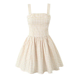 KYLETHOMASW  -  Sexy Elegant Women Cotton Sleeveless Dresses Square Neck Low Waist Summer Party Mini Dress Fit And Flare Graduation Clothing