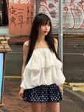 KYLETHOMASW  -  2025 Double Layered Ruffled Flower Bud Strapless Vest Women Summer New Sweet Temperament Versatile Sleeveless Top
