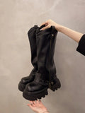KYLETHOMASW  -  Autumn Women's Knee High Boots Western Round Toe Long Boots Women Western Shoes Chunky Heel Platform Women