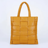 Kylethomasw New Women's Handbag New Fashion Woven Soft Leather Tote Single Shoulder Autumn And Winter Down Bag